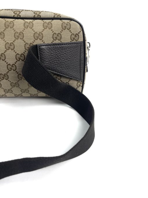 Gucci GG Tan Canvas Belt Bag with Black Trim 10