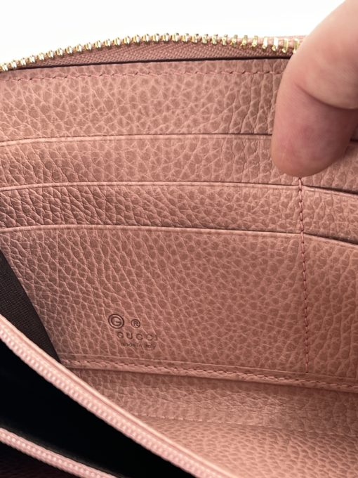 Gucci GG Canvas Zip Around Wallet with Soft Pink Trim inside