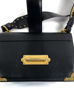 Prada City Calf Black Saffiano Leather Cahier Shoulder Bag exterior