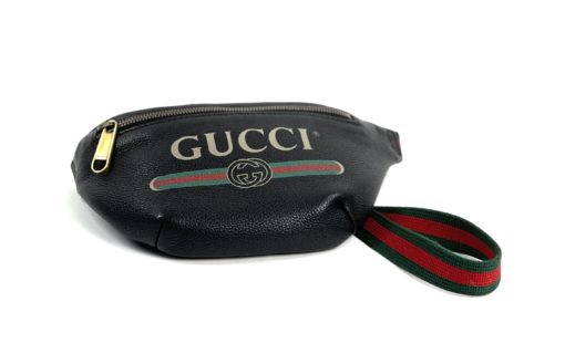GUCCI Grained Calfskin Small Logo Belt Bag Black front