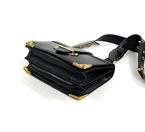 Prada City Calf Black Saffiano Leather Cahier Shoulder Bag