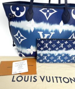 Louis Vuitton Blue Escale Neverfull Bag and Pouch Set w dust bag
