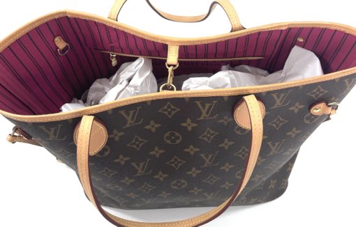 Louis Vuitton Neverfull MM Monogram with Pivone Pink top