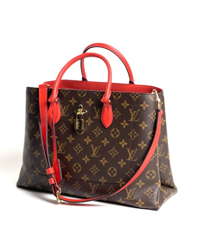 LOUIS VUITTON Monogram Flower Tote Hand Bag Coquelicot 2way M43553 Auth  ro306A