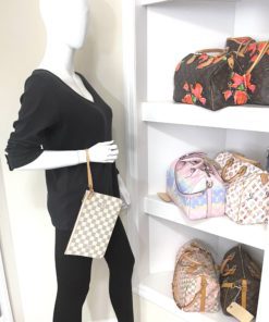 Louis Vuitton Azur Neverfull Pochette Pouch with Rose Ballerine with mannequin