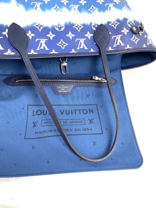 Louis Vuitton Blue Escale Neverfull Bag and Pouch Set flap