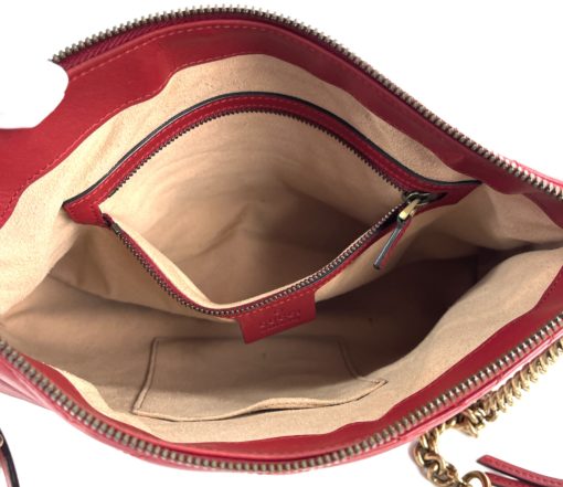 Gucci Red Leather Marmont Crossbody Bag Special Edition inside