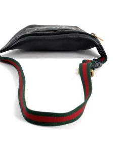 GUCCI Grained Calfskin Small Logo Belt Bag Black strap
