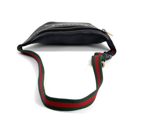 GUCCI Grained Calfskin Small Logo Belt Bag Black strap