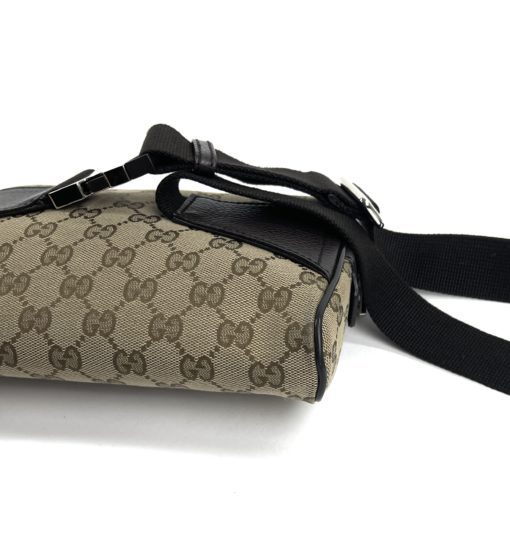 Gucci GG Tan Canvas Belt Bag with Black Trim 14