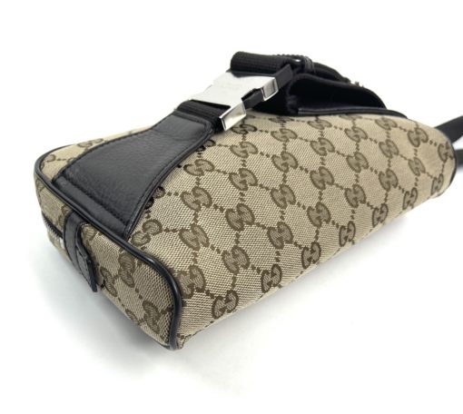 Gucci GG Tan Canvas Belt Bag with Black Trim 15