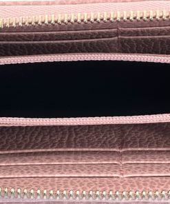 Gucci GG Canvas Zip Around Wallet with Soft Pink Trim pocket