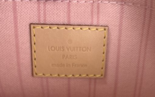 Louis Vuitton Azur Neverfull Pochette Pouch with Rose Ballerine tag