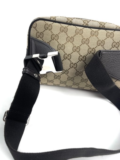 Gucci GG Tan Canvas Belt Bag with Black Trim 9