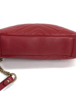 Gucci Red Leather Marmont Crossbody Bag Special Edition bottom