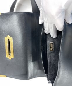 Prada City Calf Black Saffiano Leather Cahier Shoulder Bag overhead