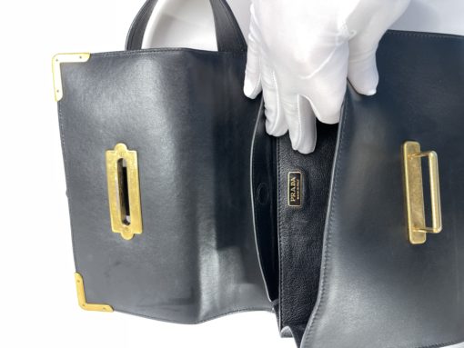 Prada City Calf Black Saffiano Leather Cahier Shoulder Bag overhead
