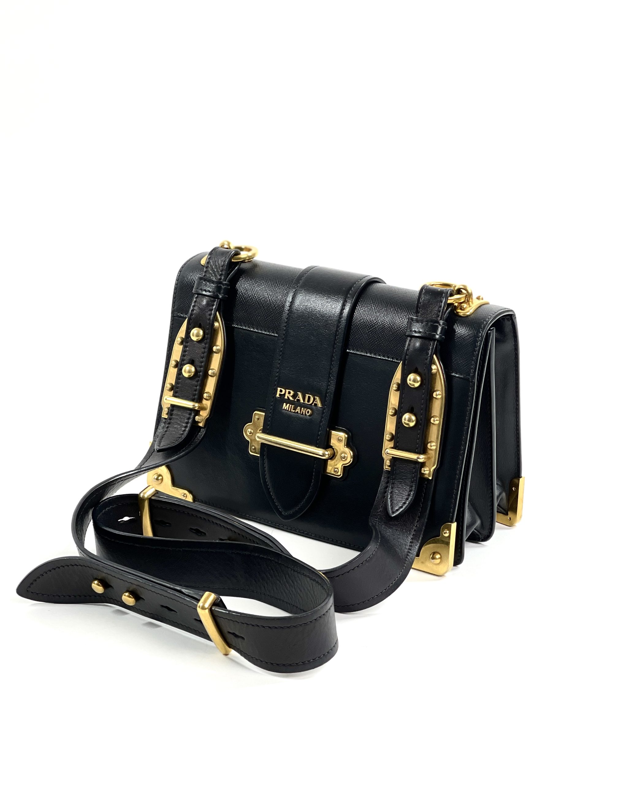 Prada City Calf Black Saffiano Leather Cahier Shoulder Bag - A World Of  Goods For You, LLC