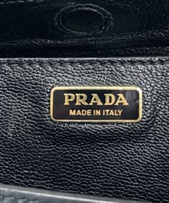 Prada City Calf Black Saffiano Leather Cahier Shoulder Bag Logo