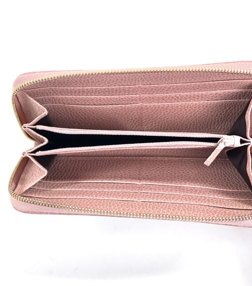 Gucci GG Canvas Zip Around Wallet with Soft Pink Trim above