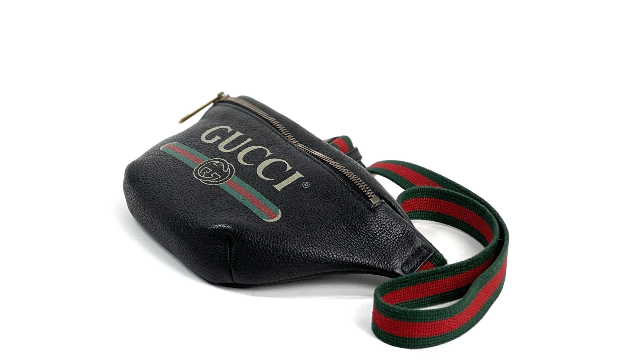 GUCCI Grained Calfskin Small Logo Belt Bag Black - A World Of Goods For You,