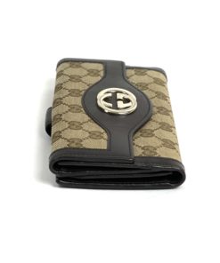Gucci GG Long Wallet with Dark Brown Leather Trim side
