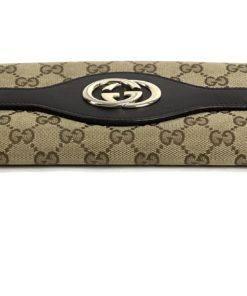 Gucci GG Long Wallet with Dark Brown Leather Trim bottom