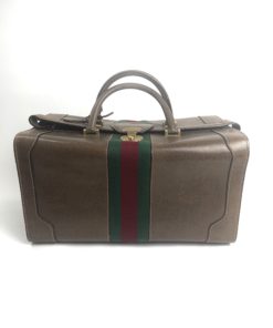 Vintage Gucci Taupe Leather Large Hard Sided Travel Case