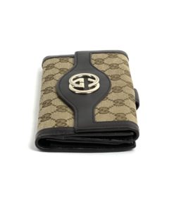 Gucci GG Long Wallet with Dark Brown Leather Trim side