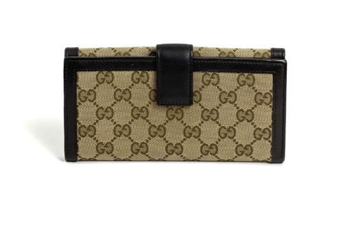 Gucci GG Long Wallet with Dark Brown Leather Trim back