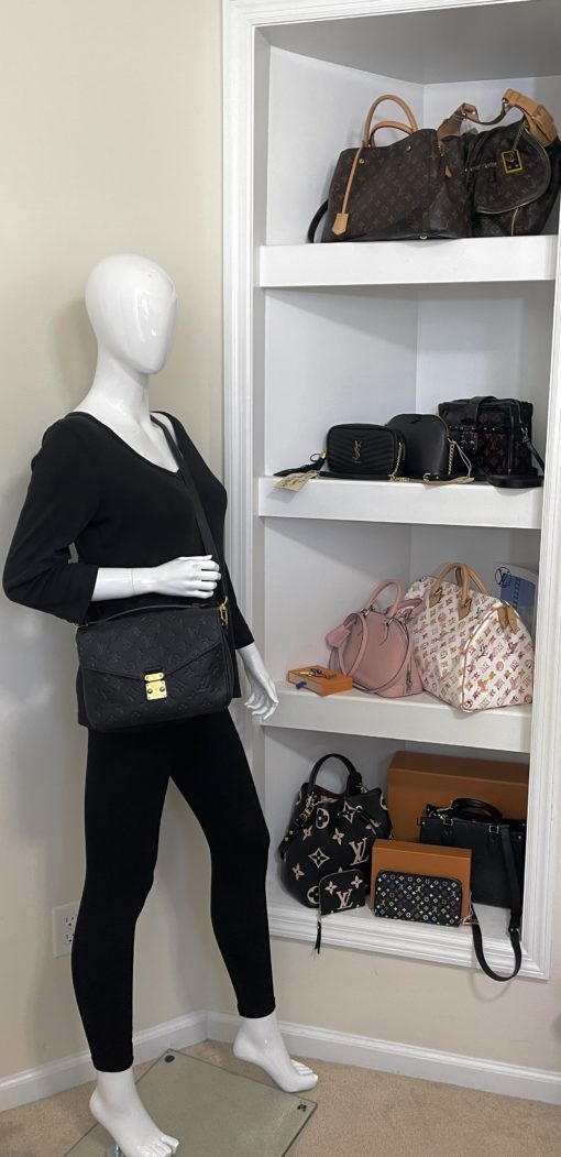 Louis Vuitton Pochette Metis Black Monogram Empreinte Leather w mannequin