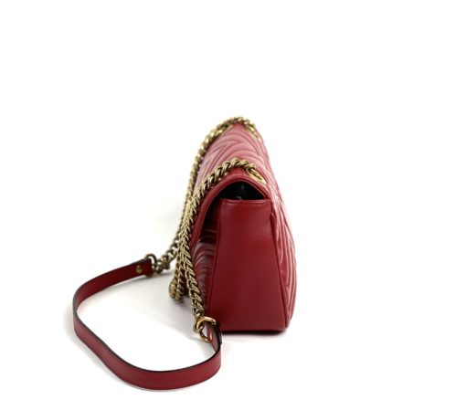 Gucci GG Marmont Small Matelassé Shoulder Bag Hibiscus Red Leather 3
