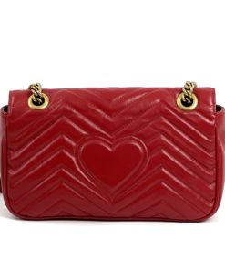 Gucci GG Marmont Small Matelassé Shoulder Bag Hibiscus Red Leather 2