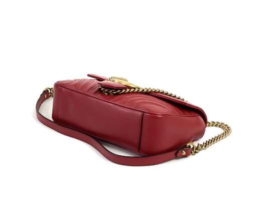 Gucci Marmont Small Matelassé Shoulder Bag Hibiscus Red Leather 7