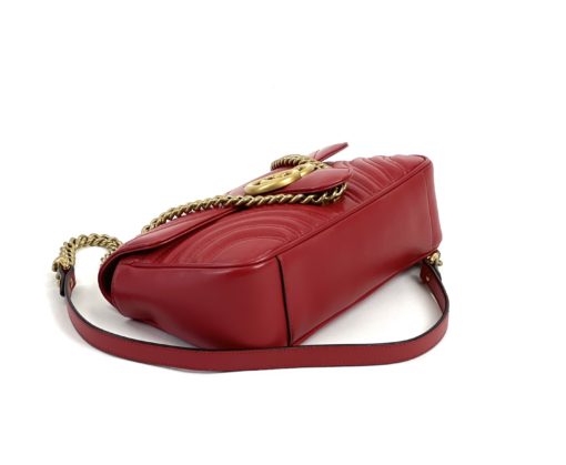 Gucci Marmont Small Matelassé Shoulder Bag Hibiscus Red Leather 5