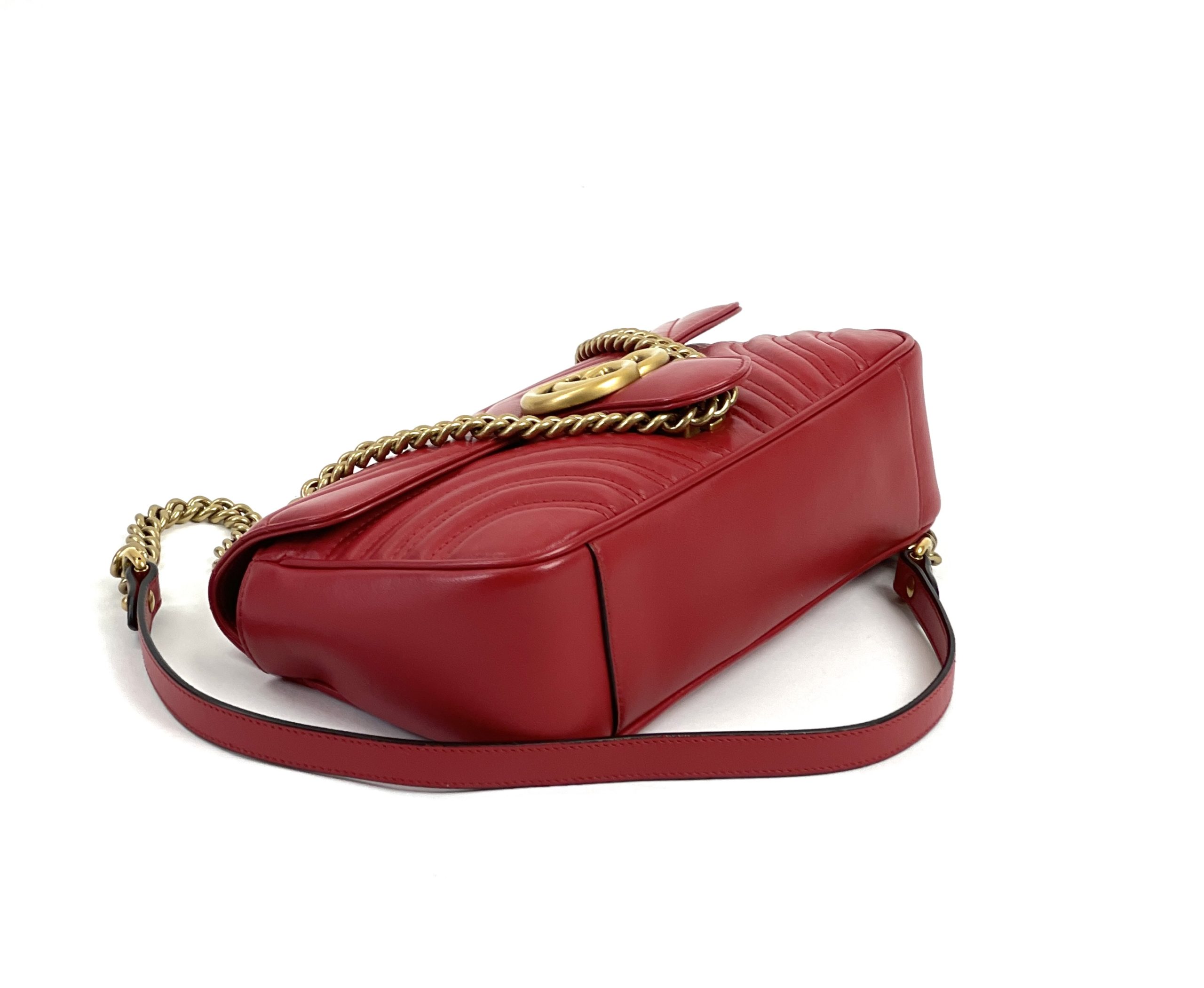 Gucci Calfskin Matelasse Small GG Marmont Shoulder Bag Hibiscus Red -  BrandConscious Authentics