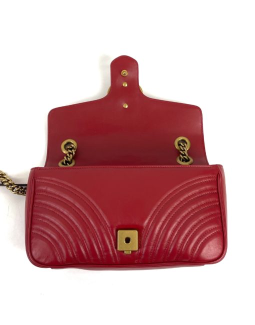 Gucci Marmont Small Matelassé Shoulder Bag Hibiscus Red Leather 11