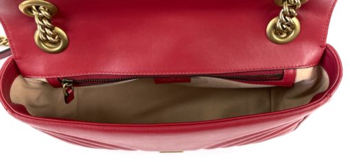 Gucci Marmont Small Matelassé Shoulder Bag Hibiscus Red Leather 15