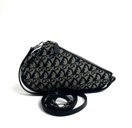 Christian Dior Vintage Diorissimo Saddle Pochette Black strap