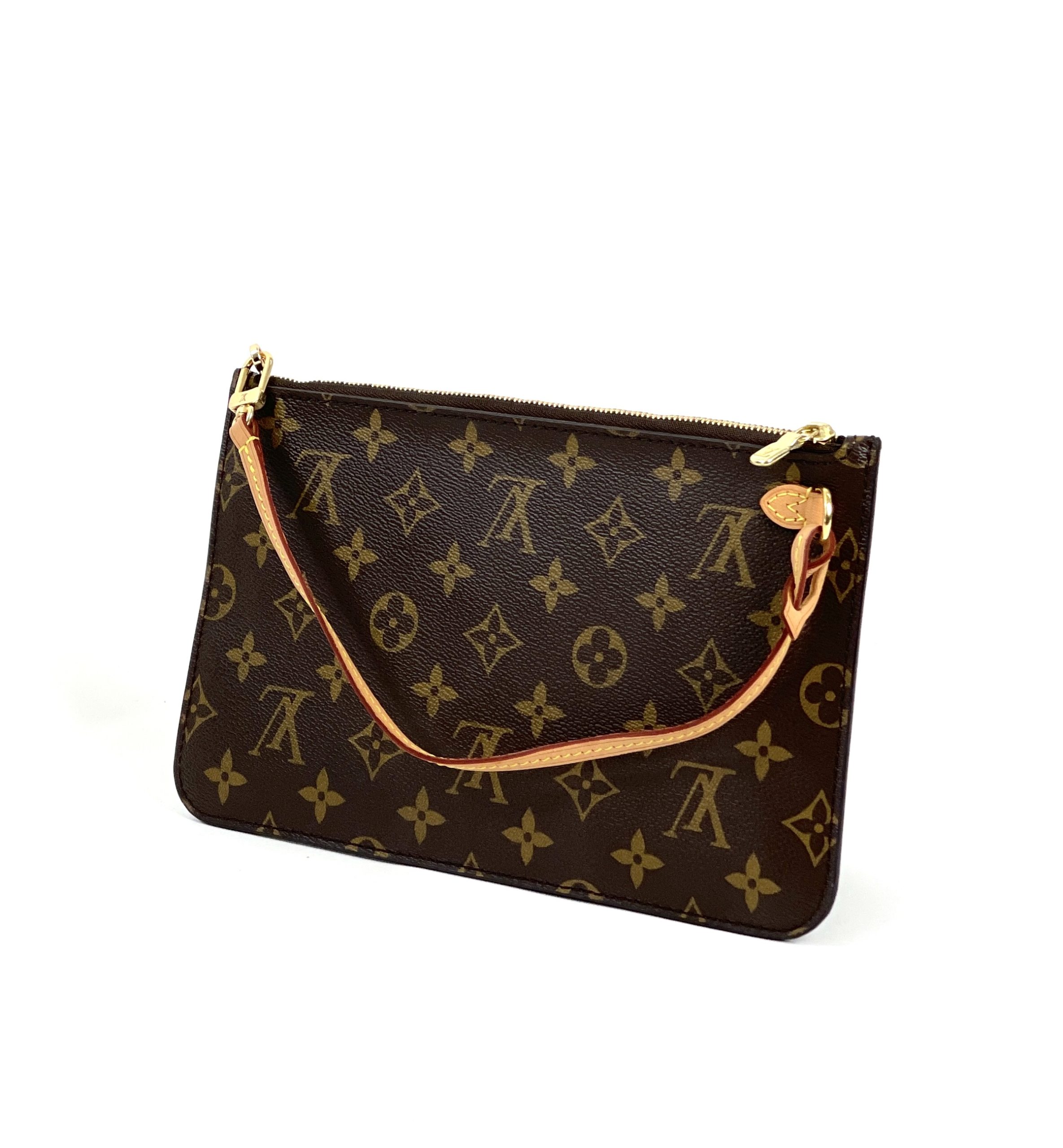 Louis Vuitton Neverfull Pouch Beige Canvas Clutch Bag (Pre-Owned)