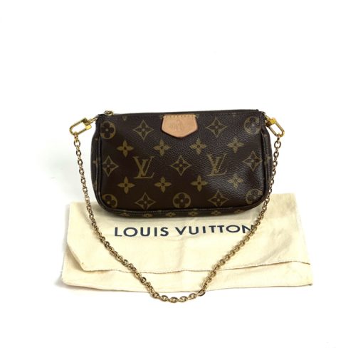 Louis Vuitton Multi Pochette Accessories Monogram Small Pouch with Chain w dust bag