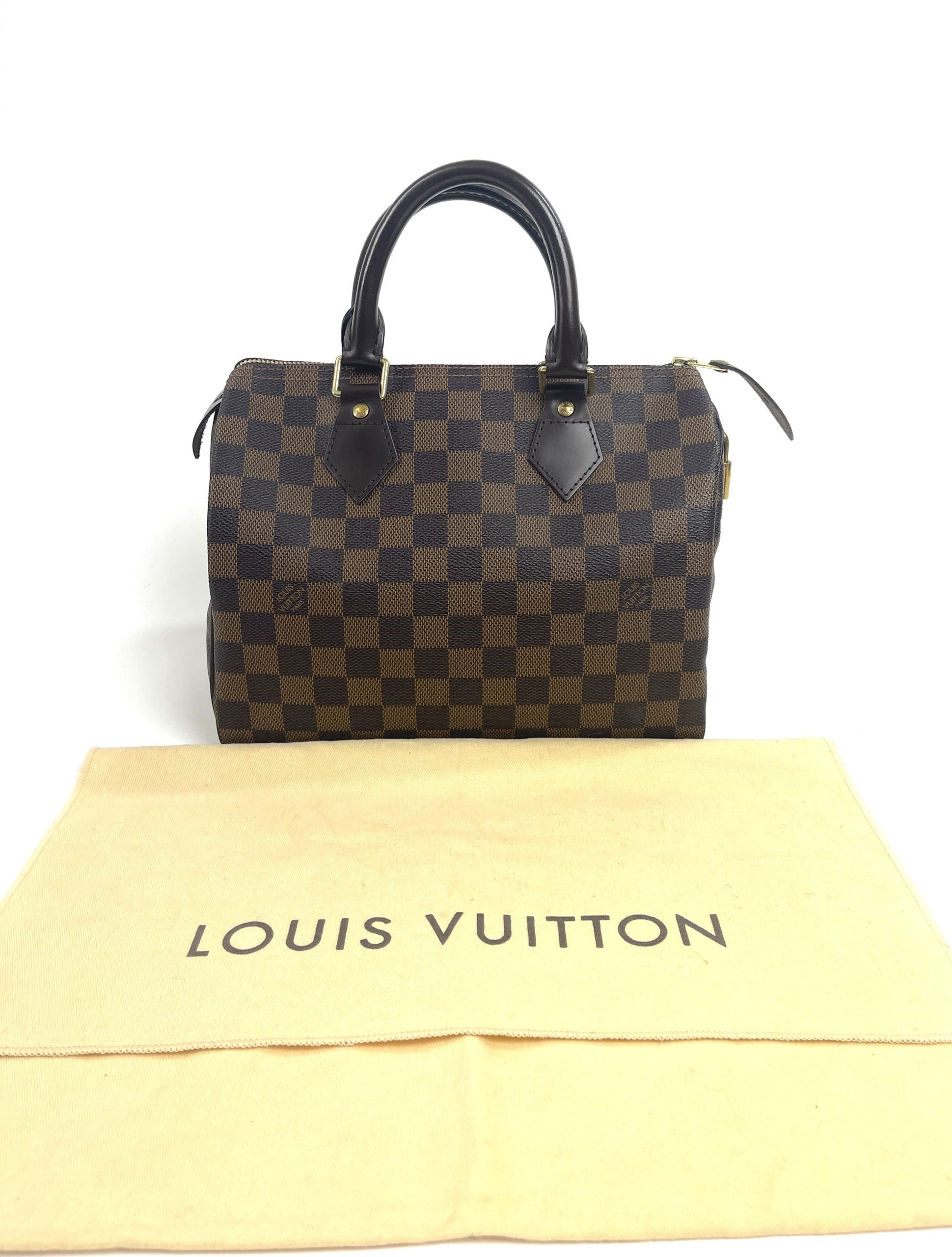 Authentic Louis Vuitton Speedy 25 Damier Ebene Satchel Handbag