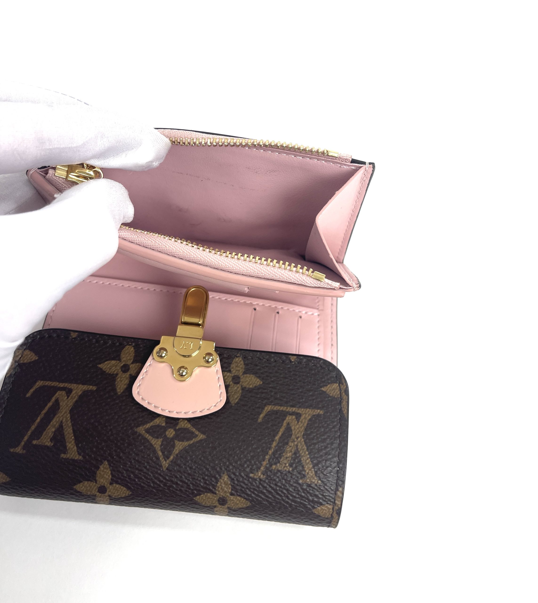 Louis Vuitton Zippy Coin Purse Padlock Rose Ballerine Damier Azur