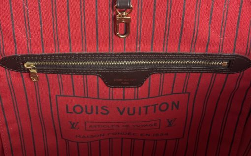 Louis Vuitton Damier Ebene Neverfull MM Red Interior 20