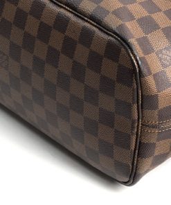 Louis Vuitton Neverfull Red Dark brown Leather Cloth ref.88359