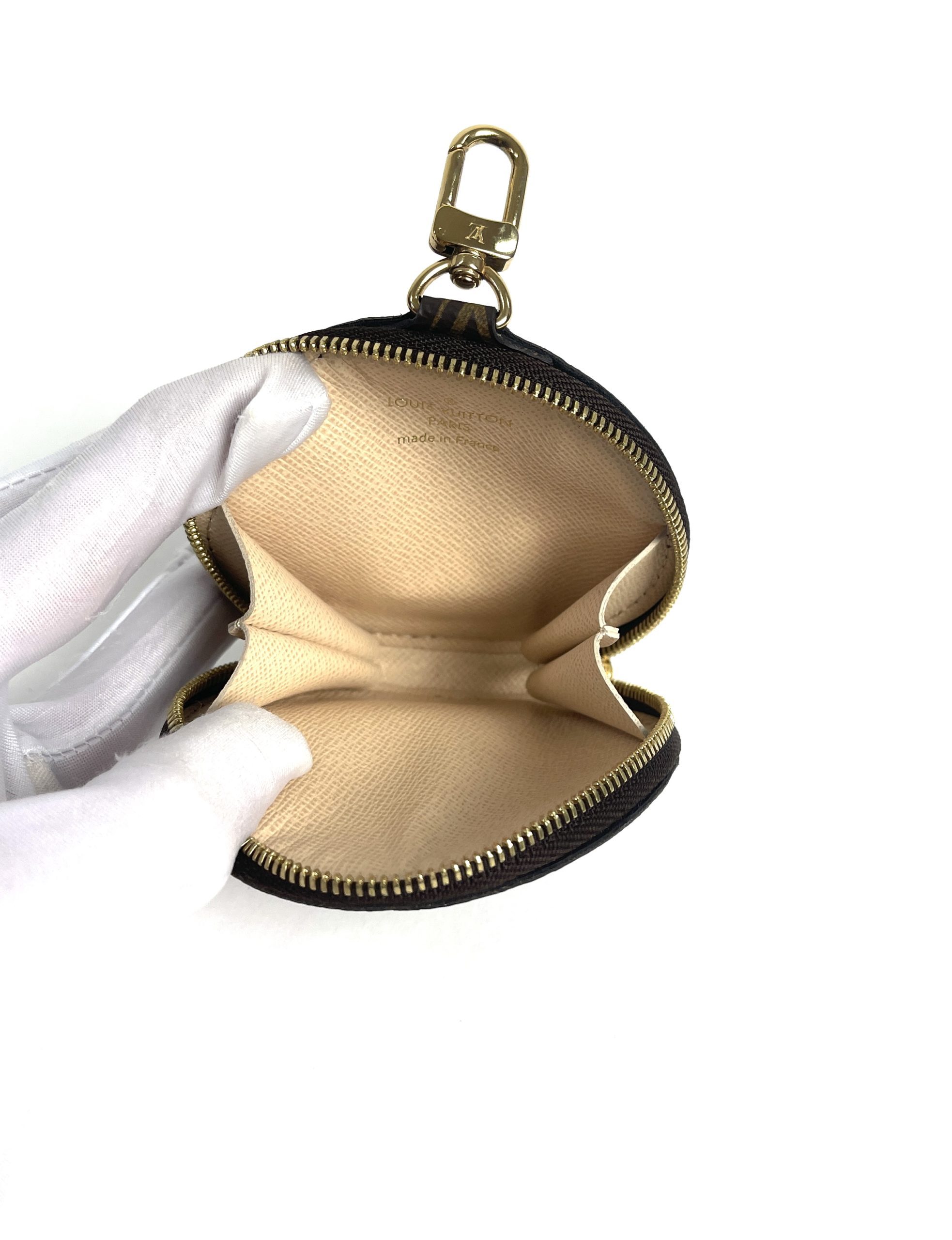 Metallic Leather Round Coin Purse Gold
