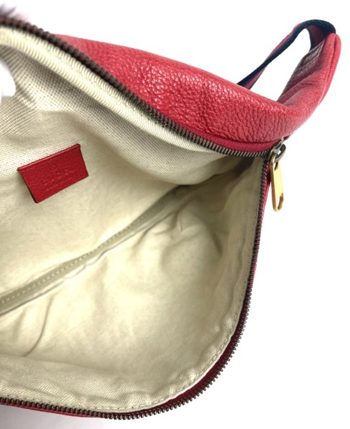 Gucci Logo Grained Calfskin Large Red Bum Bag 6