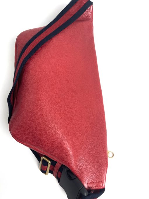 Gucci Logo Grained Calfskin Large Red Bum Bag 5