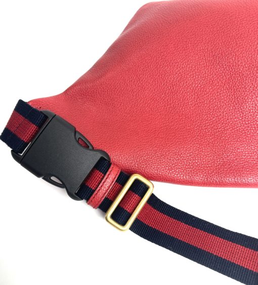 Gucci Logo Grained Calfskin Large Red Bum Bag 14