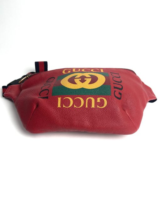 Gucci Logo Grained Calfskin Large Red Bum Bag 7